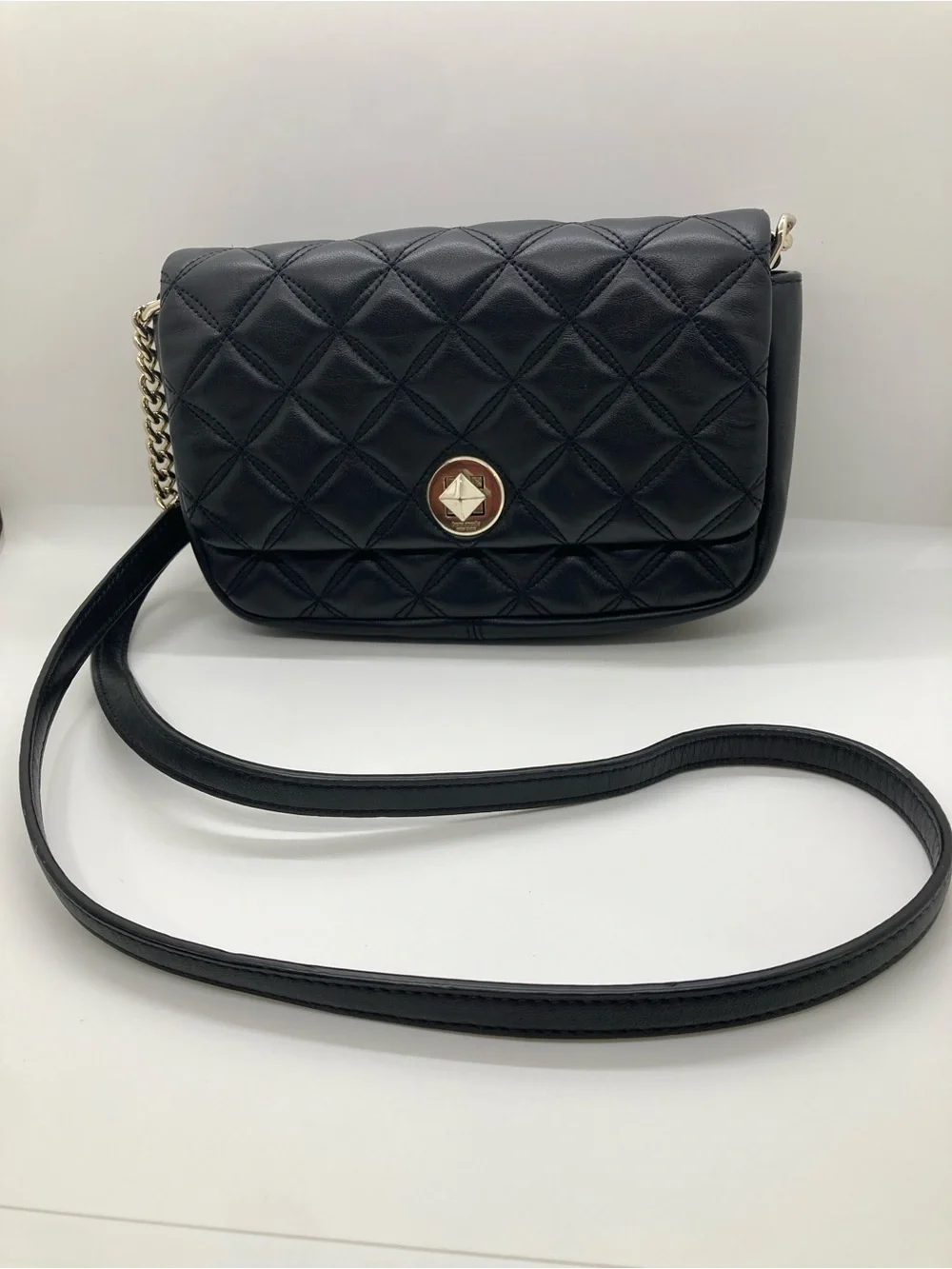 kate spade Quilted Black Crossbody with Gold-Tone Turn Lock